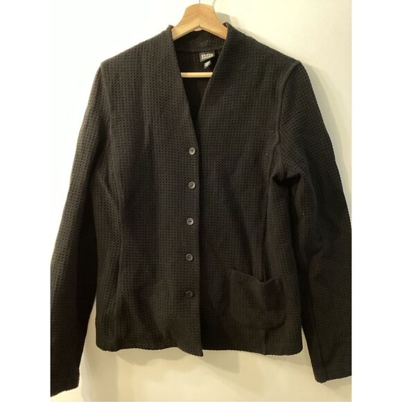 Eileen Fisher Black Textured Button Front Jacket Women’s cardigan blazer Minimal - Picture 5 of 13